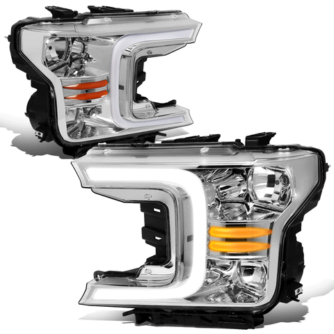 18-21 d F150 Chrome/ Clear LED DRL Headlights w/ Sequential Turn Signal