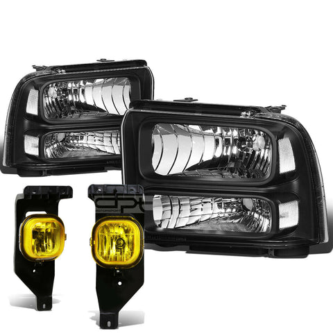 05-07 SUPERDUTY BLACK CLEAR HEADLIGHT+TRUN SIGNAL LAMP+AMBER OE FOG LIGHT