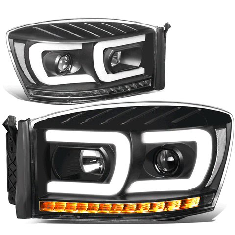 06-09 Ram Truck Pair Dual LED DRL+Sequential Signal Projector Headlight Lamp