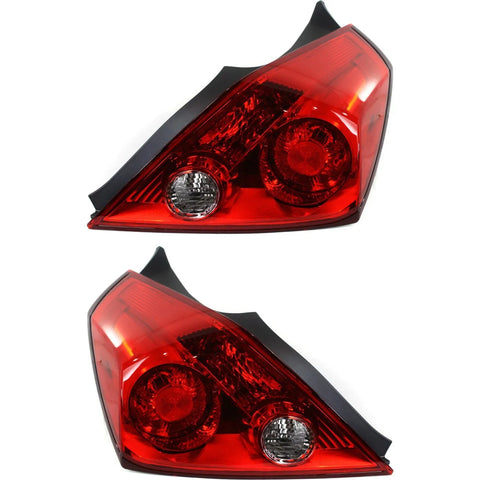 Halogen Tail Light Set For 2008-13 Nissan Altima Coupe Clr/Red w/Bulbs 2Pcs CAPA