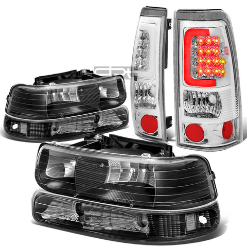 99-02 SILVERADO BLACK HEADLIGHT+CLEA