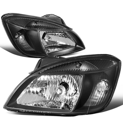 06-08 Kia Rio 5 Pair Black Housing Clear Side Front Driving Headlight Lamps