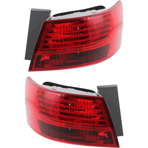 Halogen Tail Light Set For 2008-2010 Hyundai Sonata Outer Clear/Red w/Bulbs 2Pcs