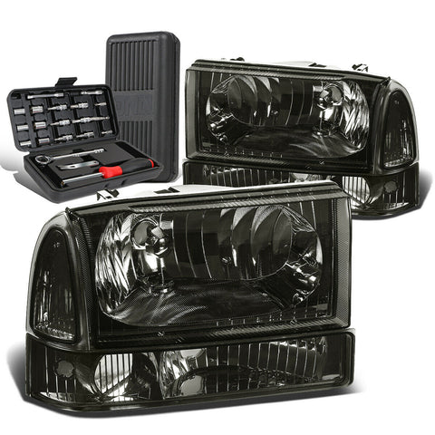 1999-2004 d Super Duty Pair Smoked/Clear Signal Headlight Lamps+Tool Box
