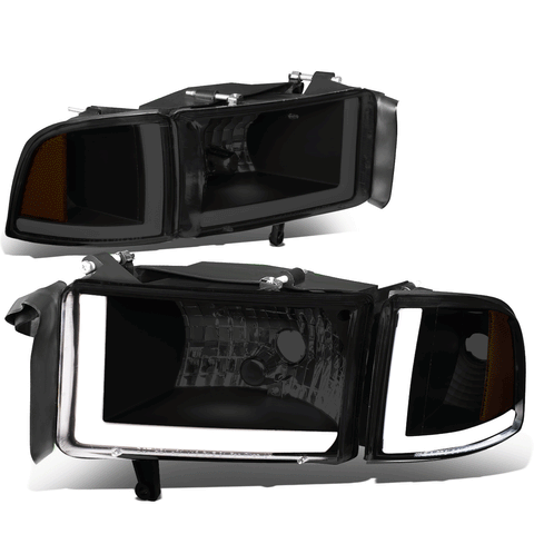 [LED DRL] 94-02 Dodge Ram Truck Smoked Housing Amber Corner Headlight/Lamp