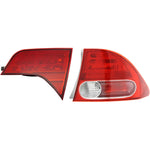 Tail Light Set For 2006-2008 Honda Civic Right Inner and Outer Clear/Red Halogen
