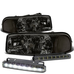 SMOKED HOUSING HEAD+CLEAR CORNER+LED FOG LIGHT KIT  99-06 GMC SIERRA/YUKON