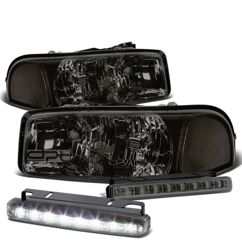 SMOKED HOUSING HEAD+CLEAR CORNER+LED FOG LIGHT KIT  99-06 GMC SIERRA/YUKON