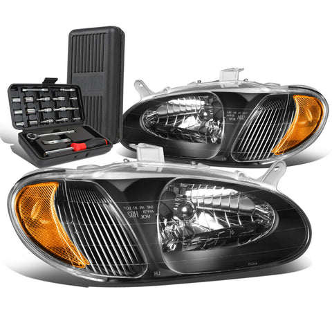 1998-2001 Sephia Pair Black Housing Amber Side Headlight Headlamp+Tool Box