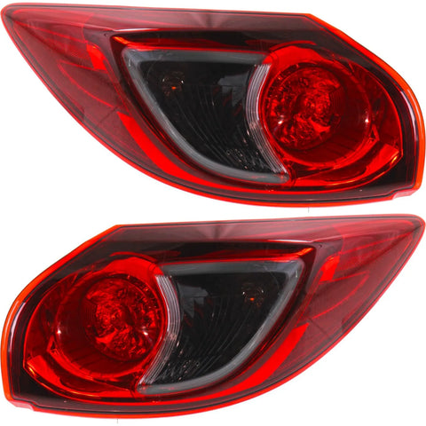 Halogen Tail Light Set For 2013-16 Mazda CX-5 Outer Clear/Red w/ Bulbs 2Pcs CAPA