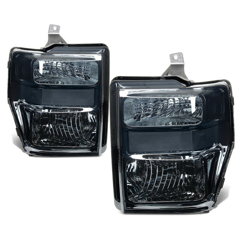 2008-2010 d Super Duty Pair Smoked Housing Clear Side Headlight/Lamp Set