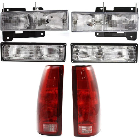 Headlight Kit For 94-98 Chevrolet K1500 94-00 GMC K2500 C3500 Left & Right 6 Pcs