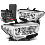 2016-2020 Toyota Tacoma Pair Chrome/Clear Signal Headlight Lamps+Tool Box