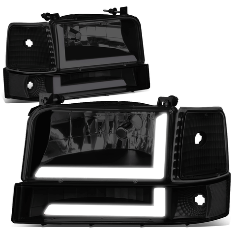 92-96 d F150 F250 F350 6Pcs Headlight+Bump