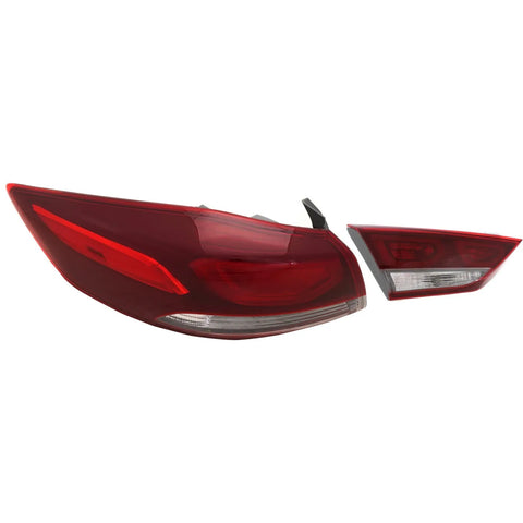 Tail Light Set For 2017-2018 Hyundai Elantra LH RH Outer Clear Lens Halogen/LED