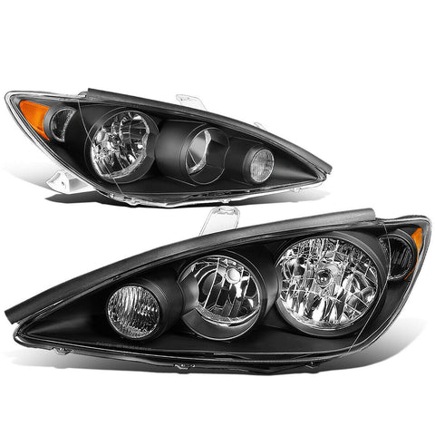 2005-2006 Toyota Camry Pair Black Housing Amber Corner Headlight/Lamp Set
