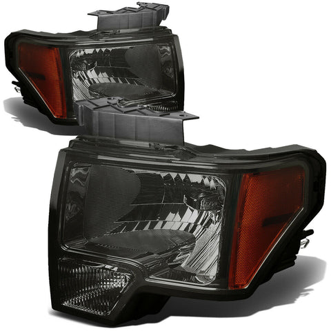 2009-2014 d F150 Pickup Pair Smoked Housing Amber Side Headlight/Lamp Set