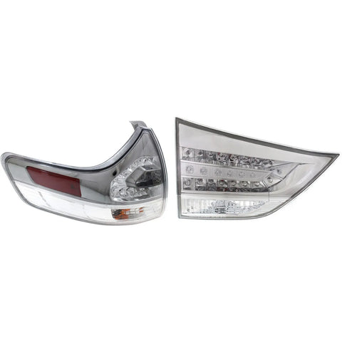 Tail Light Set For 2011-2020 Toyota Sienna LH Inner Outer Clear/Red Halogen CAPA