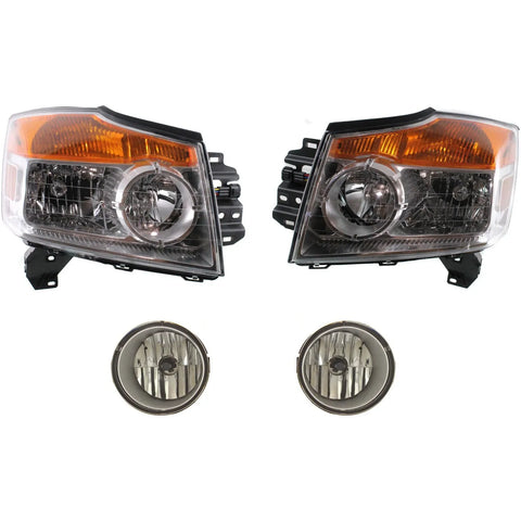 Headlight Kit For 2008-2015 Nissan Armada Left and Right 4Pc