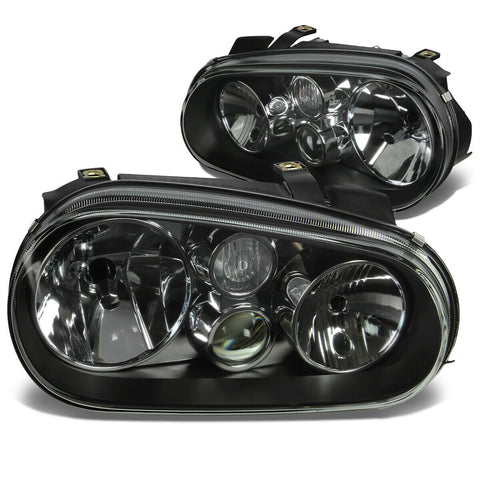 1999-2006 VW Golf GTI Pair Black Housing Clear Lens Headlight/Lamp Set