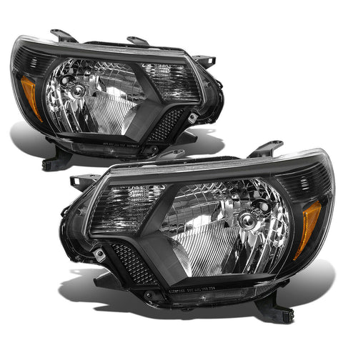 2012-2015 Toyota Tacoma Pair Black Housing Amber Corner Headlight Head Lamps