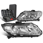 2012-2015 Honda Civic Pair Chrome/Clear Signal Headlight Lamp LH+RH+Tool Box