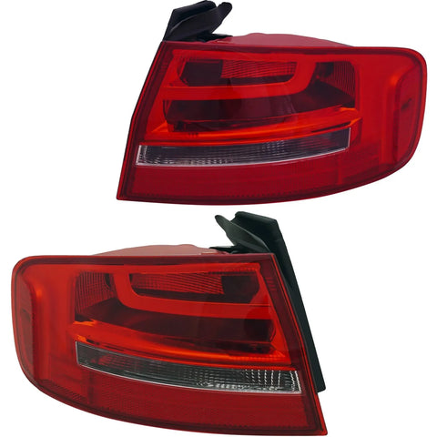 Tail Light Set For 2013-2016 Audi A4 A4 Quattro LH RH Outer Clear/Red Halogen