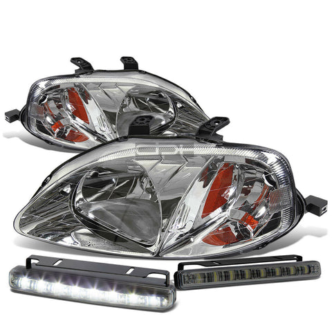 CHROME HOUSING HEAD+AMBER CORNER+SMOKED LED FOG LIGHT KIT  99-00 CIVIC EK/EJ