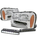 CHROME HOUSING HEAD+AMBER CORNER+SMOKE LED FOG LIGHT KIT  02-09 TRAIL BLAZER