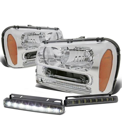 CHROME HOUSING HEAD+AMBER CORNER+SMOKE LED FOG LIGHT KIT  02-09 TRAIL BLAZER