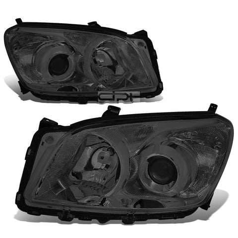 2009-2012 Toyota RAV4 Smoked Housing Clear Side Projector Headlight/Lamp Set