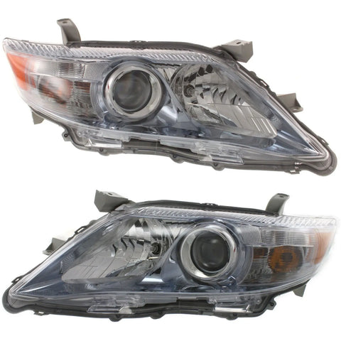 Headlight Set For 2010-2011 Toyota Camry Hybrid Left and Right Chrome Housing
