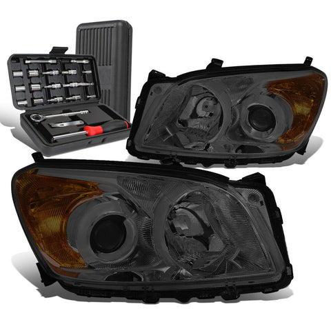 2009-2012 Toyota RAV4 Smoked Amber Side Projector Headlight Lamps+Tool Box