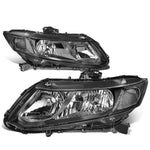 12-15 Honda Civic Pair Black Housing Clear Corner Headlight/Lamp Left+Right