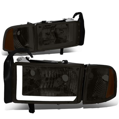 1994-2002 RAM 1500 2500 3500 Smoked/Amber Corner LED DRL Headlight Head Lamp