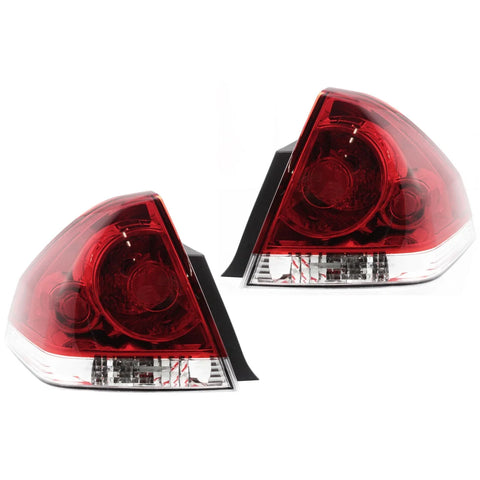 Halogen Tail Light Set For 2006-2013 Chevrolet Impala Clear/Red w/ Bulbs 2Pcs