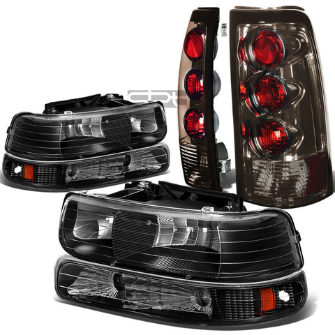 99-02 SILVERADO BLACK CLEAR HEADLIGHT+BUMP