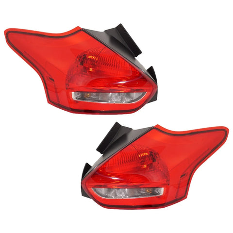 Tail Light Set For 2015-2018 Ford Focus Left and Right Clear/Red Halogen CAPA