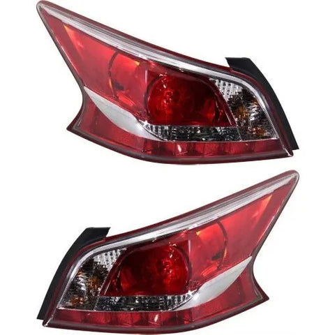 LED Tail Light Set For 2013 Nissan Altima Sedan Clear & Red Lens w/ Bulbs 2Pcs