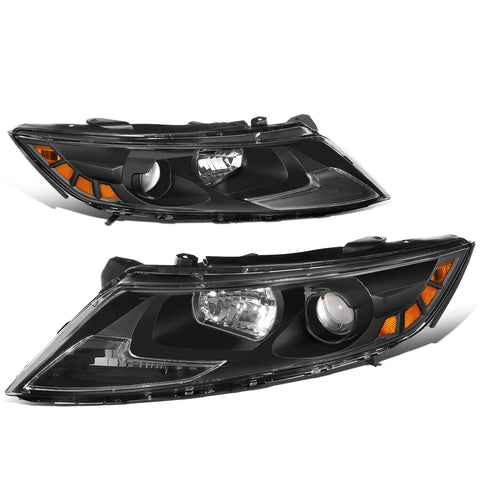 11-13 Optima Factory Style Projector Black Housing Amber Corner Headlights