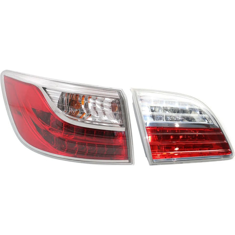Tail Light Set For 2010-2012 Mazda CX-9 Left Inner and Outer Clear/Red Halogen