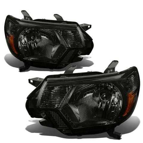 2012-2015 Toyota Tacoma Pair Smoked Housing Amber Corner Headlight Head Lamp