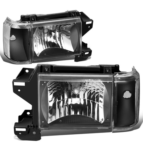 1987-1991 d F150 F250 F350 Bronco Headlight Corner Headlamp Black/Clear