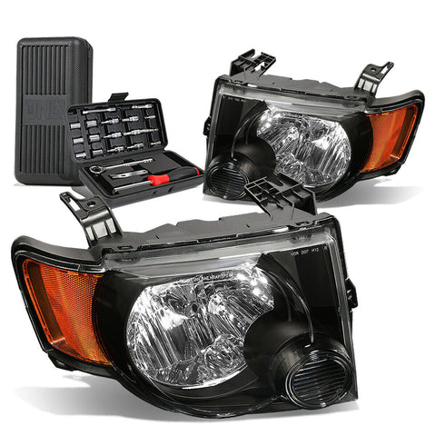 2008-2012 d Escape Pair Black/Amber Side Headlight Head Lamps+Tool Box