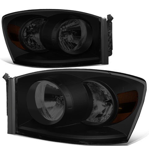 06-09 Dodge Ram Truck 1500 2500 Tinted Housing Amber Corner Headlight Lamps