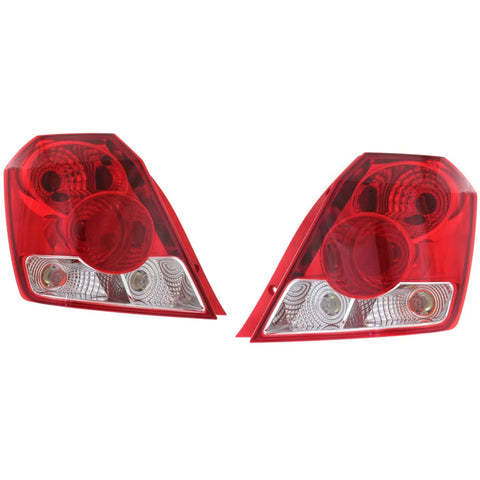Halogen Tail Light Set For 2004-2007 Chevy Aveo Hatchback Red w/ Bulbs 2Pcs