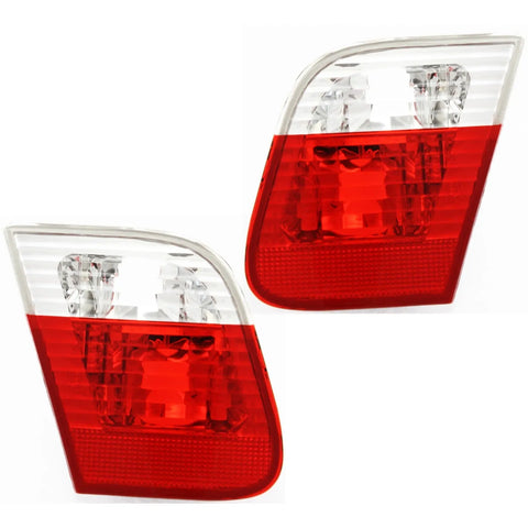 Pair Tail Light for 2002-2005 BMW 325i 325xi & 330i Inner Sedan Clear/Red Lens