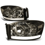 [LED DRL] 2006-2009 Dodge Ram Pickup Smoked Housing Clear Side Headlight/Lamp