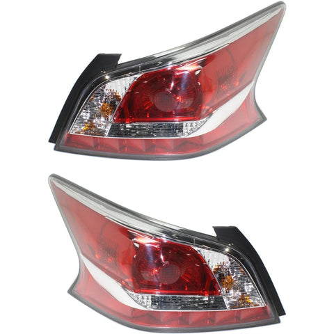 Halogen Tail Light Set For 2014-2015 Nissan Altima Clear/Red Lens w/ Bulbs 2Pcs