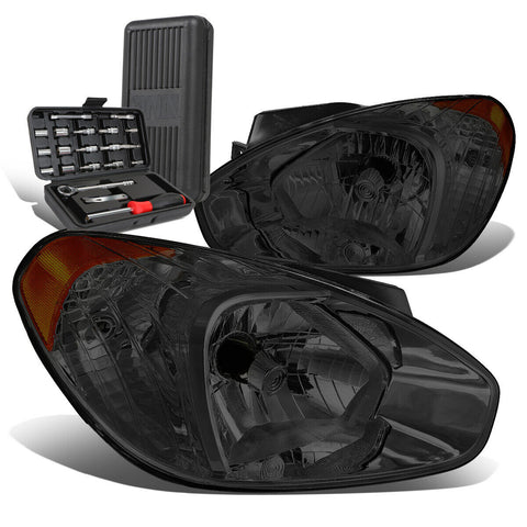 2007-2014 Accent Front Bumper Smoked Amber Side Headlight Headlamp+Tool Box